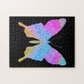 Solid Black kleurig glitter Butterfly Fun Cute Legpuzzel (Horizontaal)