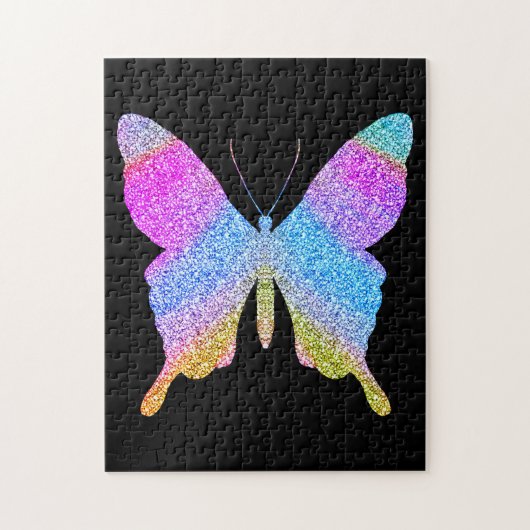 Solid Black kleurig glitter Butterfly Fun Cute Legpuzzel (Verticaal)