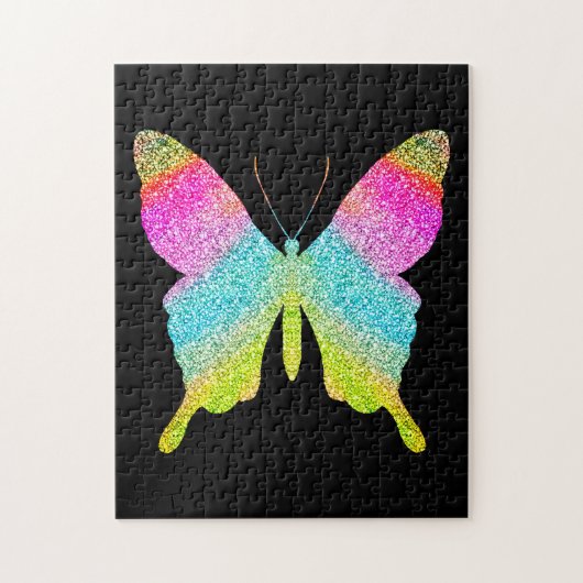 Solid Black kleurig glitter Butterfly Fun Cute Legpuzzel (Verticaal)