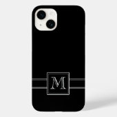 Solid Black met Classic White Monogram Case-Mate iPhone Case (Achterkant)