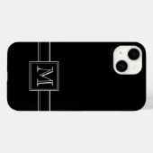 Solid Black met Classic White Monogram Case-Mate iPhone Case (Achterkant (horizontaal))
