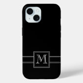 Solid Black met monogram Case-Mate iPhone Case (Achterkant)