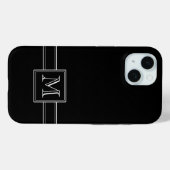 Solid Black met monogram Case-Mate iPhone Case (Achterkant (horizontaal))