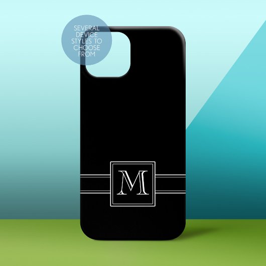 Solid Black met traditioneel wit monogram Case-Mate iPhone Case