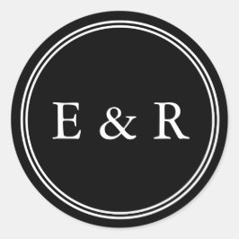 Solid Black met White Wedding Detail Ronde Sticker