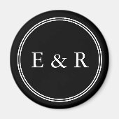 Solid Black met witte bruiloft Detail Magneet (Voorkant)