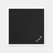 Solid Black met witte bruiloft Detail Servetten (Voorkant)