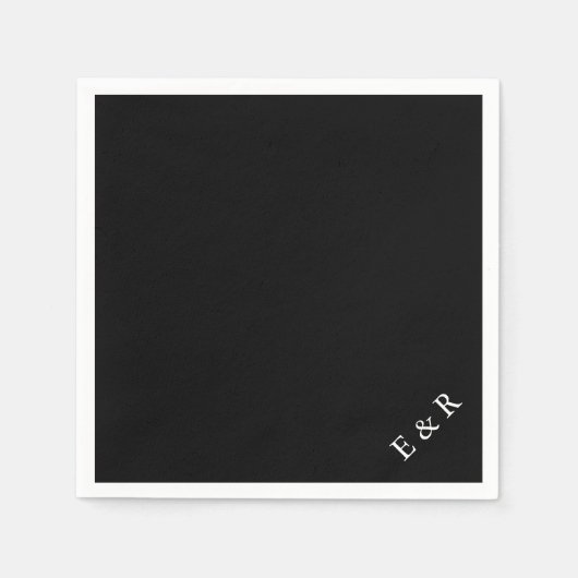 Solid Black met witte bruiloft Detail Servetten (Voorkant)