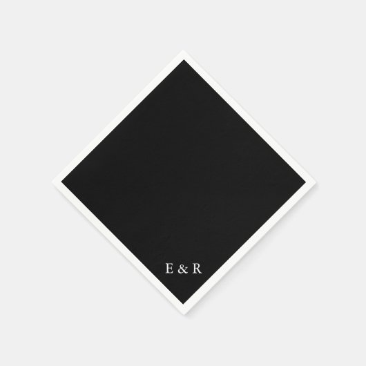 Solid Black met witte bruiloft Detail Servetten (Hoek)