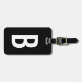 Solid Black Monogram Initiaal Reis Bagagelabel (Voorkant horizontaal)