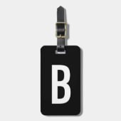 Solid Black Monogram Initiaal Reis Bagagelabel (Voorkant verticaal)