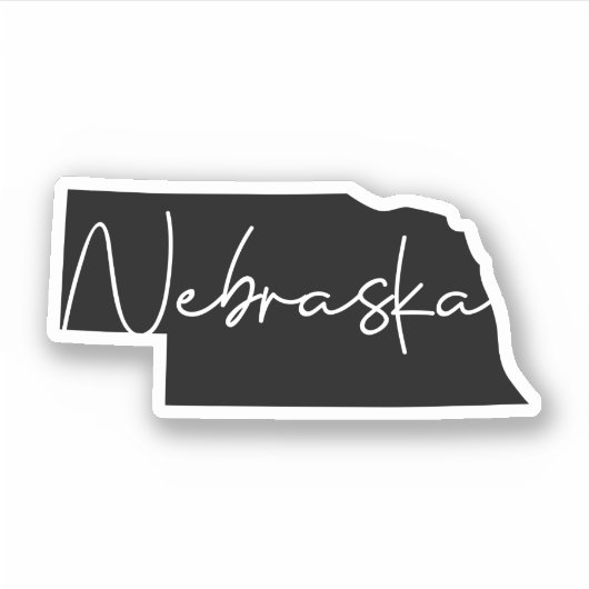 Solid Black Nebraska State Sticker (Voorkant)