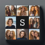 Solid Black Photo Collage - Aangepast monogram Fotoplaat<br><div class="desc">U kunt de foto's van het Instagram voor dit ontwerp gebruiken. Gebruik 8 vierkante foto's om een uniek en persoonlijk cadeau te creëer. Of je kunt de hipster puppy houden en een trendy keepslag maken. Als u de afbeeldingen moet aanpassen,  klik op het aanpassingshulpmiddel om veranderingen aan te brengen.</div>