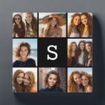 Solid Black Photo Collage - Aangepast monogram Fotoplaat<br><div class="desc">U kunt de foto's van het Instagram voor dit ontwerp gebruiken. Gebruik 8 vierkante foto's om een uniek en persoonlijk cadeau te creëer. Of je kunt de hipster puppy houden en een trendy keepslag maken. Als u de afbeeldingen moet aanpassen,  klik op het aanpassingshulpmiddel om veranderingen aan te brengen.</div>