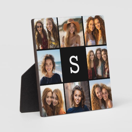 Solid Black Photo Collage - Aangepast monogram Fotoplaat (Voorkant)