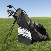 Solid Black White Stripe Script Name Golfhanddoek (Groen)