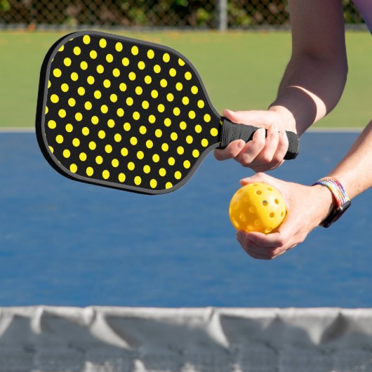 Solid Black with Bright Yellow Dot Style Pickleball Paddle (Insitu)