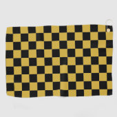 Solid Black with Metallic Gold Square Pattern Golfhanddoek (Horizontaal)
