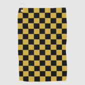 Solid Black with Metallic Gold Square Pattern Golfhanddoek (Voorkant)