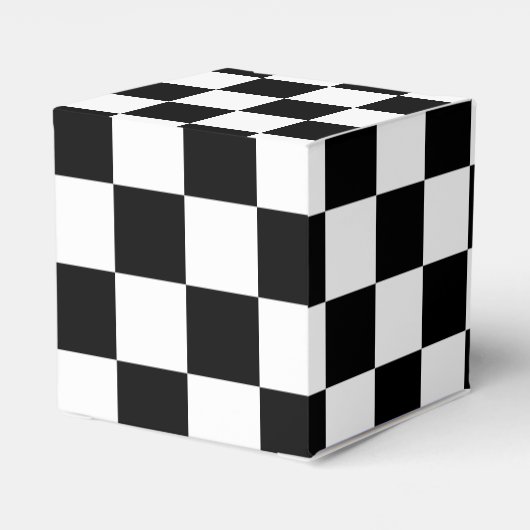 Solid Black with White Square Pattern Classic Bedankdoosjes (Achterkant)