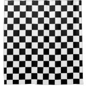 Solid Black with White Square Pattern Douchegordijn (Voorkant)