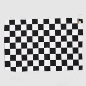Solid Black with White Square Pattern Golfhanddoek (Horizontaal)