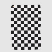 Solid Black with White Square Pattern Golfhanddoek (Voorkant)