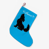 Solid Black Wolf Pup Howling Kleine Kerstsok (Voorkant (Hangend))