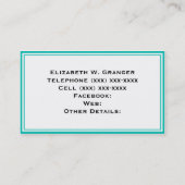 Solid Blauwgroen, hot-roze #2 Monogram naam lint Visitekaartje (Achterkant)