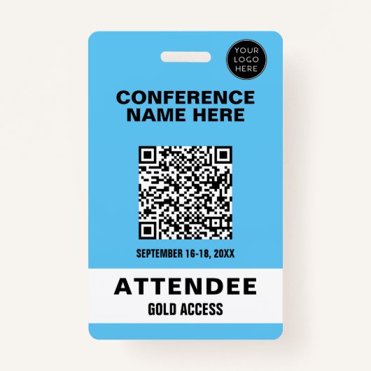 Solid Blue Conference Event Badge (Voorkant)
