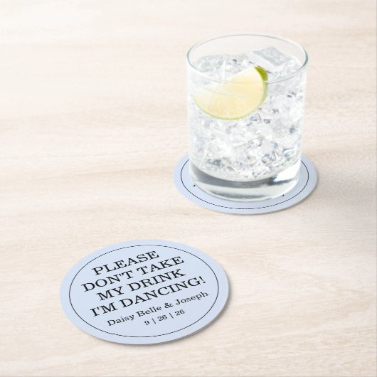 Solid Blue Wedding Ronde Kartonnen Onderzetter (Insitu)