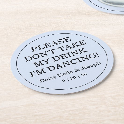 Solid Blue Wedding Ronde Kartonnen Onderzetter (Gebogen)