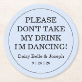 Solid Blue Wedding Ronde Kartonnen Onderzetter (Voorkant)