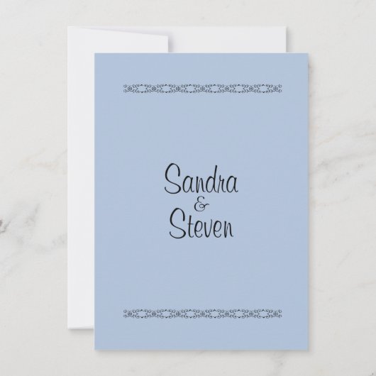 Solid Blue Wedding-uitnodigingen Kaart (Achterkant)