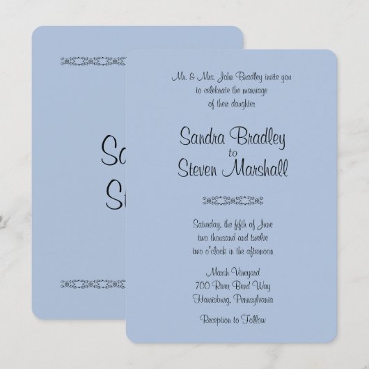 Solid Blue Wedding-uitnodigingen Kaart (Voorkant / Achterkant)