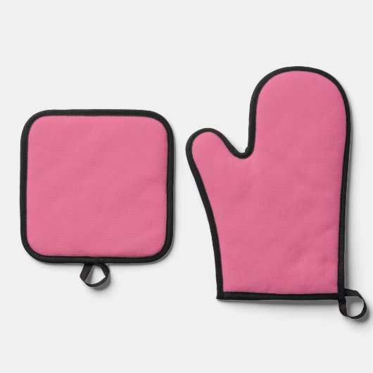 Solid Bright Rose Pink Oven Mitt Set (Voorkant)