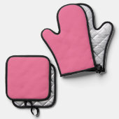 Solid Bright Rose Pink Oven Mitt Set (Voorkant / Achterkant)