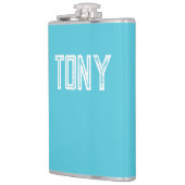 Solid BrightStor Blue Custom Name Monogram Heupfles (Links)