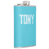 Solid BrightStor Blue Custom Name Monogram Heupfles (Rechts)