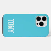 Solid BrightStor Blue Custom Name Monogram iPhone Hoesje (Achterkant horizontaal)