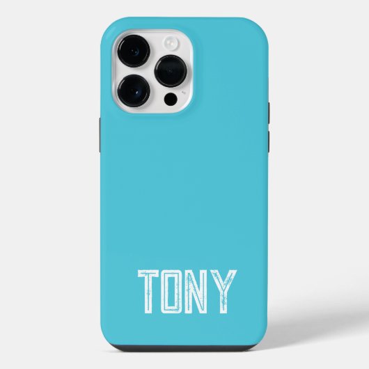 Solid BrightStor Blue Custom Name Monogram iPhone Hoesje (Achterkant)