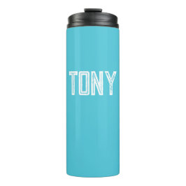 Solid BrightStor Blue Custom Name Monogram Thermosbeker