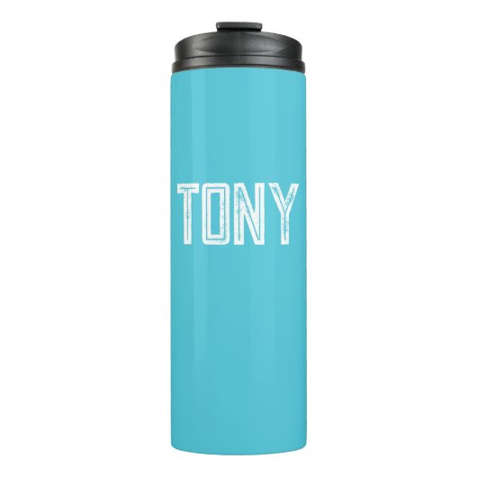 Solid BrightStor Blue Custom Name Monogram Thermosbeker (Voorkant)