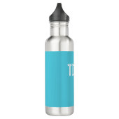 Solid BrightStor Blue Custom Name Monogram Waterfles (Links)