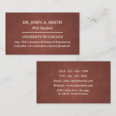 Solid Brown PhD Student Visitekaartje (Voorkant / Achterkant)