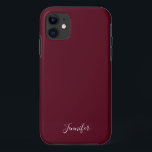 Solid Burgundy Wine Kleur Chic Custom Monogram Case-Mate iPhone Case<br><div class="desc">Chic solide kleurenkast in Bourgogne,  mijn favoriete schaduw van donkerrood. Een prachtige wijnkleur met je  aangepast monogram. Personaliseer met jouw naam in elegant wit manuscript.</div>