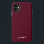 Solid Burgundy Wine Kleur Chic Custom Monogram Case-Mate iPhone Case<br><div class="desc">Chic solide kleurenkast in Bourgogne,  mijn favoriete schaduw van donkerrood. Een prachtige wijnkleur met je  aangepast monogram. Personaliseer met jouw naam in elegant wit manuscript.</div>