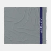 Solid Charcoal Gray Navy Blue Ribbon Name Monogram Fleece Deken (Voorkant (Horizontaal))