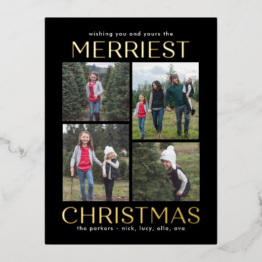 Solid Clean Collage FOLIE Kerst Kaart Briefkaart (Voorkant)