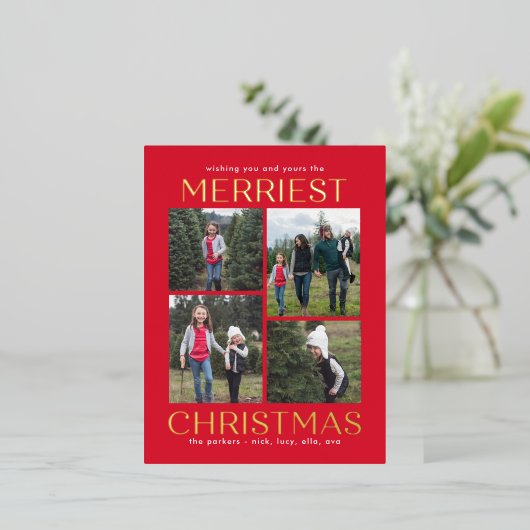 Solid Clean Collage FOLIE Kerst Kaart Briefkaart (Staand Voorkant)